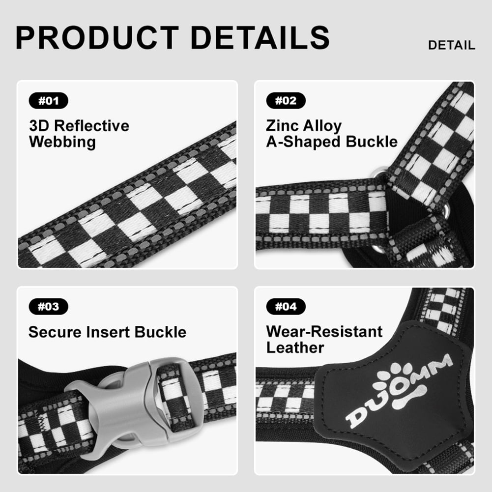 Dog Harness for Large Dogs, No Pull Service Vest with Reflective Strips and Control Handle, Adjustable and Comfortable for Walking, No Choke Pet Harness with 2 Metal Rings
