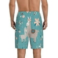 thumbnail image 3 of Naloa Teal Mama Llama Men's Short Pajama Pants, Lounge Comfort Shorts with Elasticized Waistband and Side Pockets - 4X-Large, 3 of 9