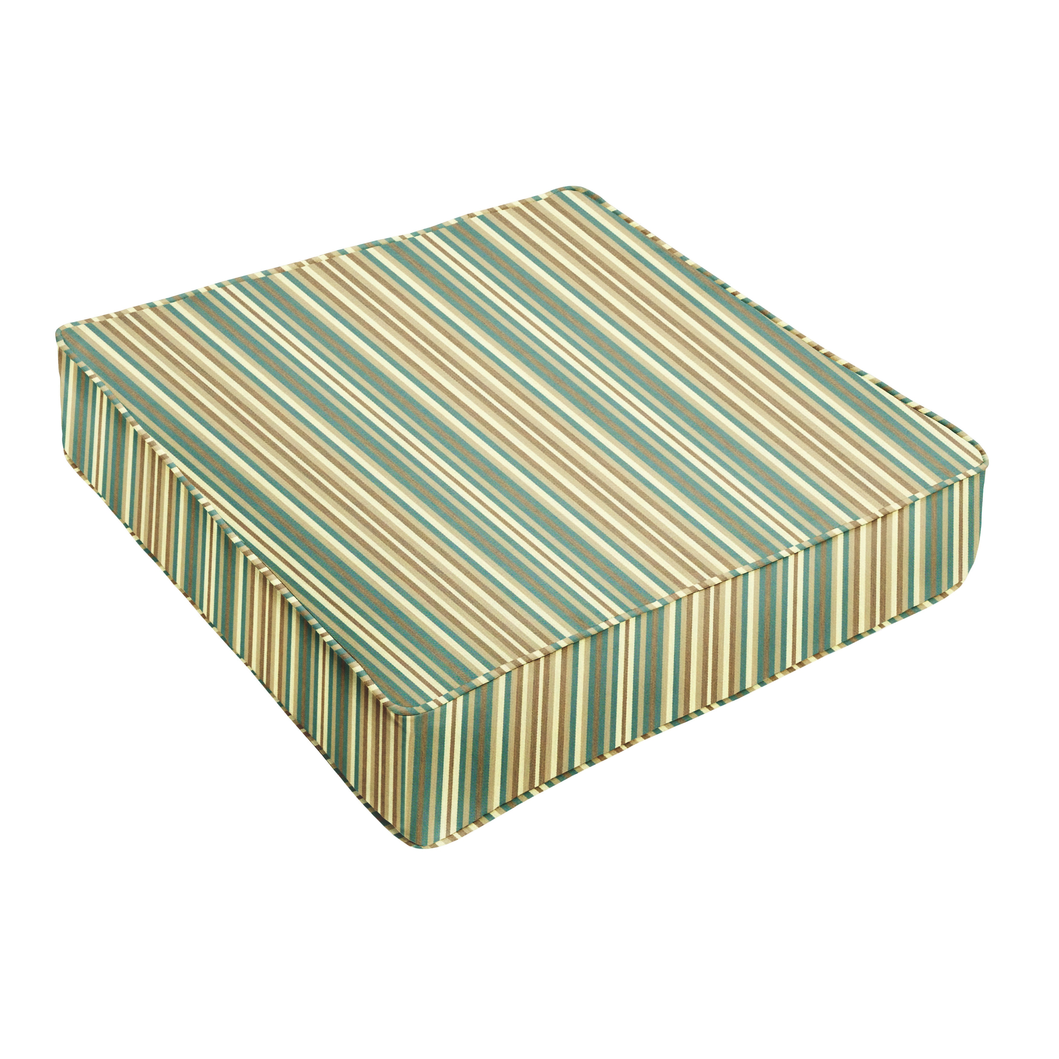 Humble and Haute Sunbrella Blue Beige Stripe Indoor/ Outdoor Deep