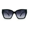 thumbnail image 3 of Womens Classy Oversized Squared Beveled Cut Cat Eye Fashion Sunglasses [Black - Smoke], 3 of 7