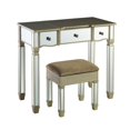 thumbnail image 1 of Benjara BM215678 Vanity Set with Lift Top Mirror & Hidden Storage - Brown & Silver - 2 Piece, 1 of 1