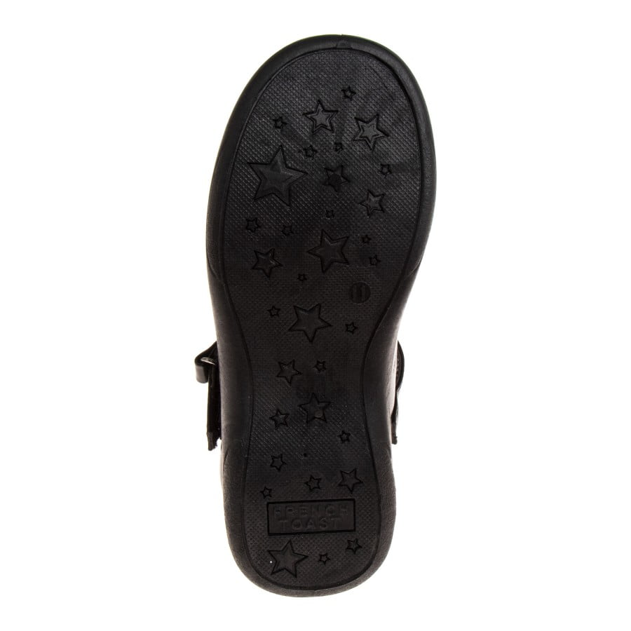 French Toast Little Kids Girls' T-Strap Faux Leather Hook & Loop School Shoes - Black, 3