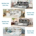 thumbnail image 6 of Bellemave Twin Size Floor Bed Frame with Fence and Bookcase Wood Floor Bed Low Montessori Bed Frame with Storage Shelves (Twin, White), 6 of 11