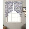 thumbnail image 2 of Blue Floral Leaf Swag Valances for Windows, Retro Farmhouse Plant Tree Branch Rod Pocket Sheer Valances for Small Windows, Swag Toppers Light Filtering for Kitchen Living Room 2 Panels 28''x36'', 2 of 6