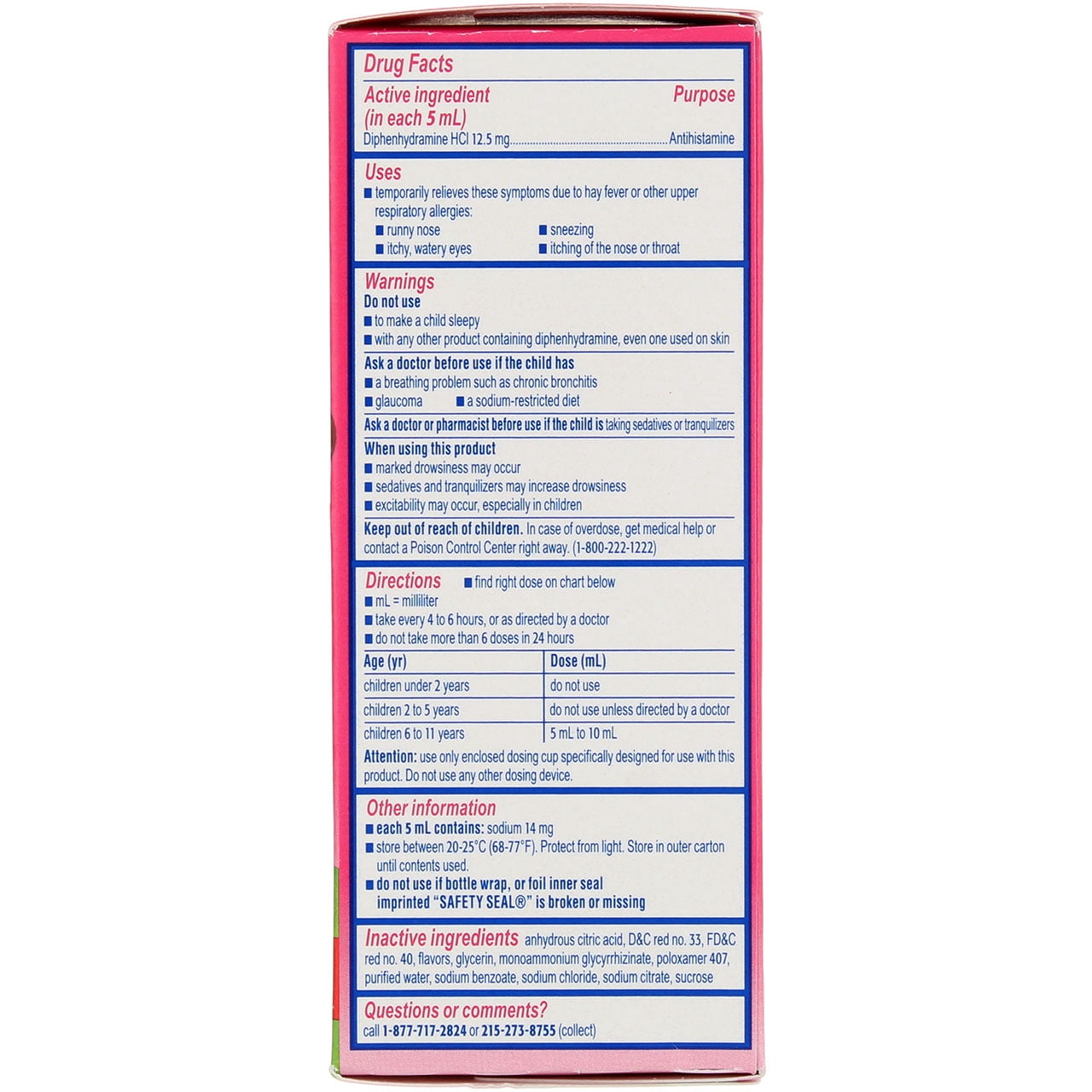 Benadryl Allergy Liquid Cherry For Children 4 oz (Pack of 2)
