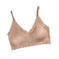 thumbnail image 4 of Lumtrix Scalloped Bras for Women No Underwire Soft Push Up Wireless Bras Deep V Neck Seamless Bralettes Khaki 40, 4 of 4