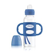 Dr. Brown's Milestones Narrow Sippy Bottle with 100% Silicone Handles, Easy-Grip Bottle with Soft Sippy Spout, 8oz/250mL, BPA Free, Blue, 6m+ 1 Pack, Blue 1 Count (Pack of 1)