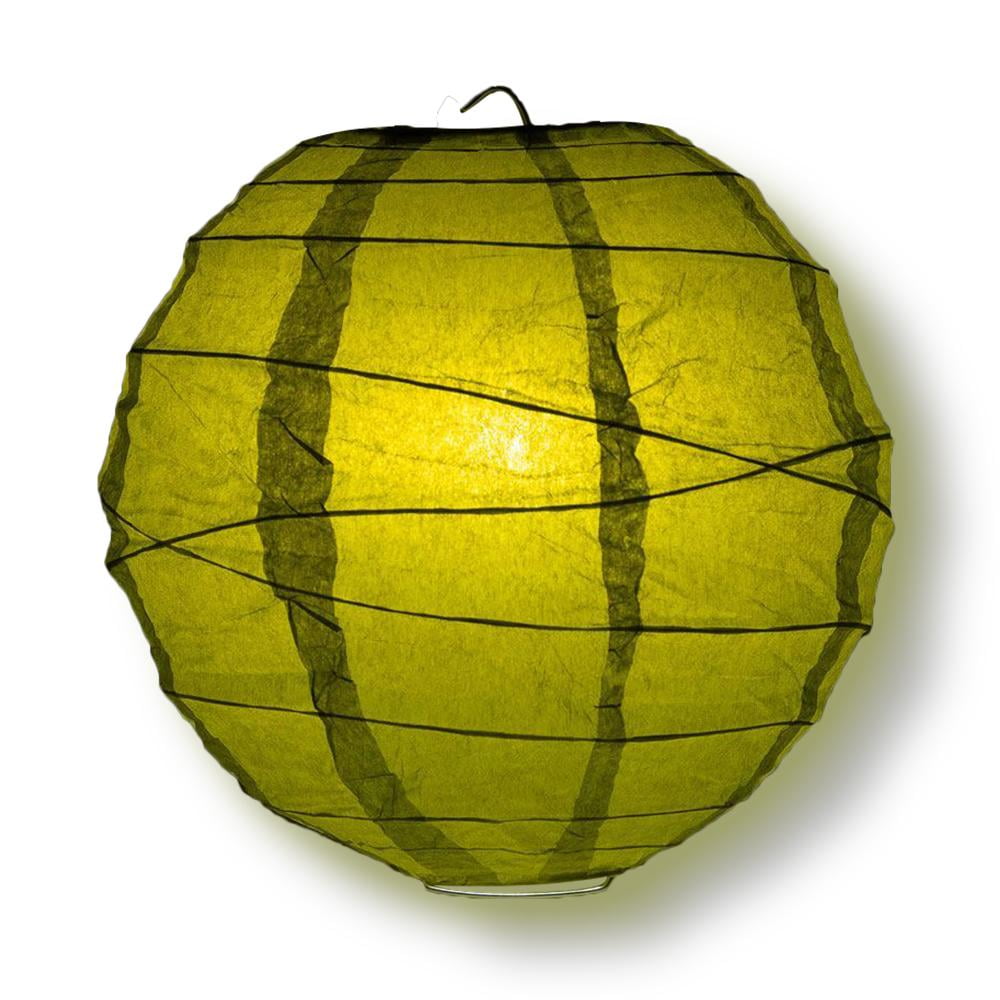 Quasimoon 16' Chartreuse Yellow Green Round Paper Lantern, Crisscross Ribbing, Hanging Decoration by PaperLanternStore