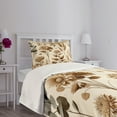 thumbnail image 3 of Ambesonne Tan Quilted Bedspread Set 2 Pcs, Monochrome Botanical Elements, Twin Size, Almond Ecru Reseda Green, 3 of 4