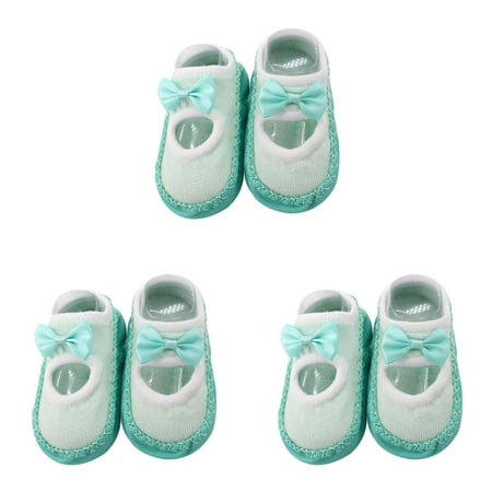 

3pcs 1 Pair Newborn Indoor Shoes Infant First Walk Tollder Shoes Baby Prewalker Floor Socks Anti Slip Soft Sole Sock