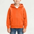 thumbnail image 2 of CYRBOKO Boys Zip Up Hoodies, Lightweight Fall Casual Long Sleeve Kids Sweatshirts Outerwear with Pockets Orange Size 1-2 T, 2 of 5