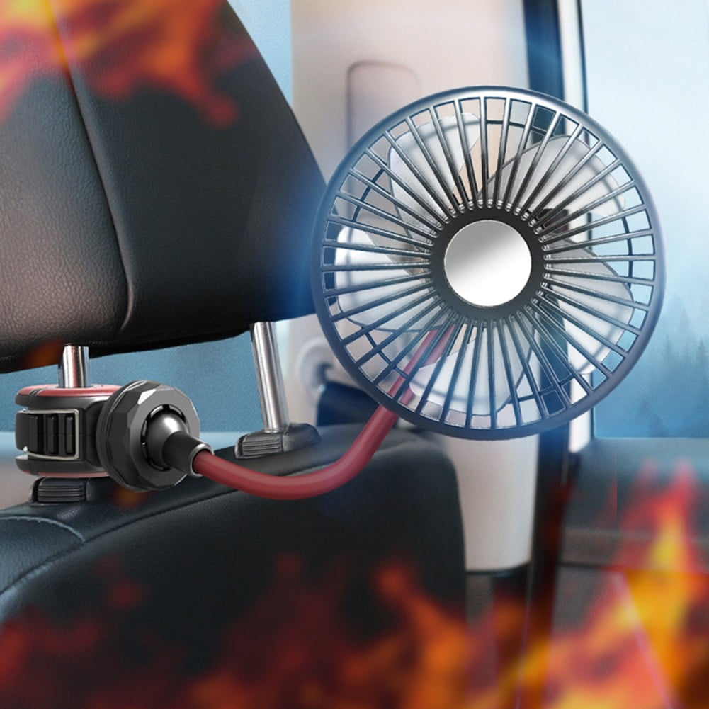 Car Fan 3 Speeds Adjustable For 360 Degree Rotating Hose Flexible Cooling Fan