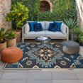 thumbnail image 2 of Navy Blue Brown Boho Outdoor Rug for Patio/Deck/Porch, Non-Slip Large Area Rug 5 x 7 Ft, Southwest Ethnic Abstract Geometric Indoor Outdoor Rugs Washable Area Rugs, Camping Rug Carpet Runner, 2 of 8