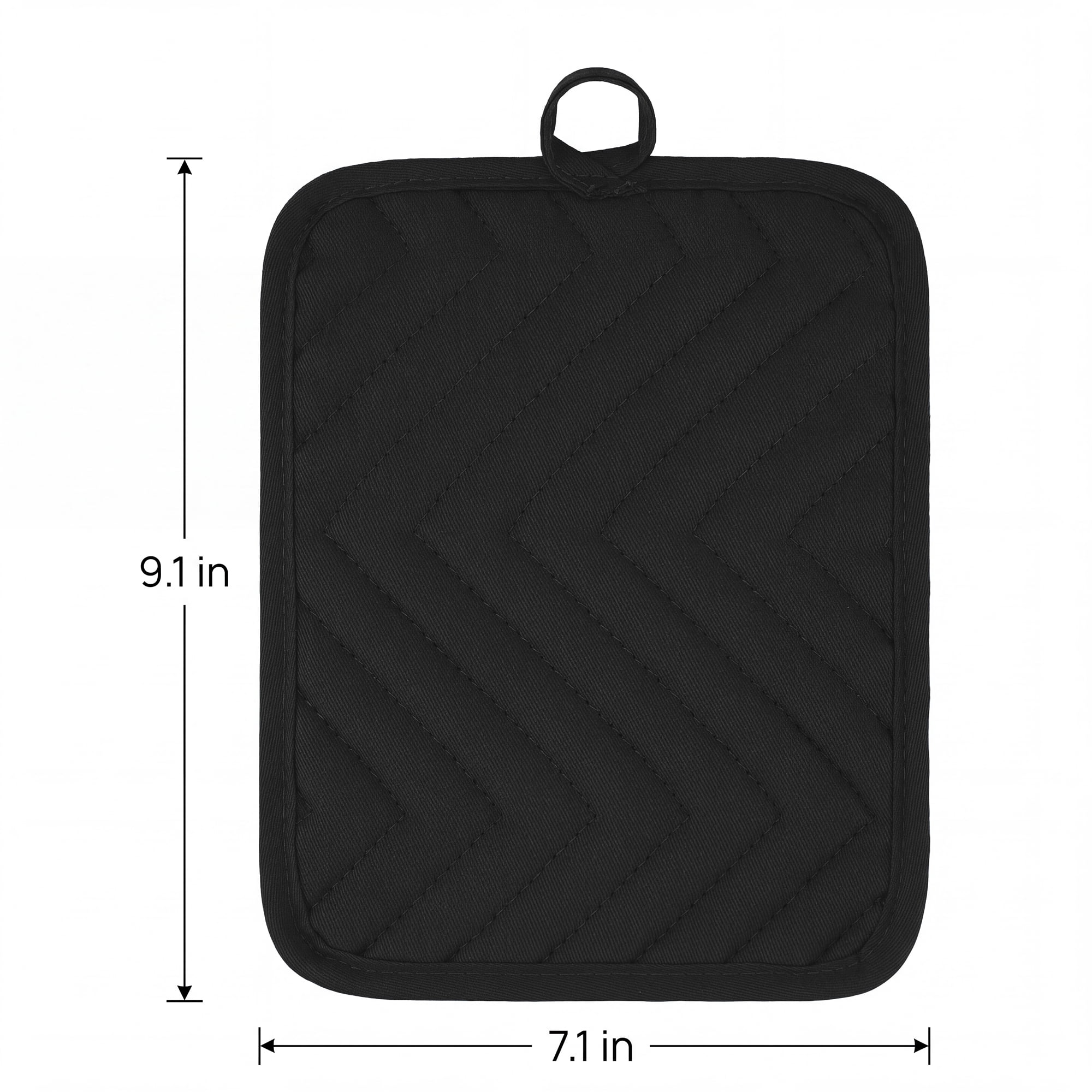 Unique Bargains 2 Pcs Pot Holders Heat Resistant Non Slip Hot Pads for Kitchen Black 9.1"x7.1"