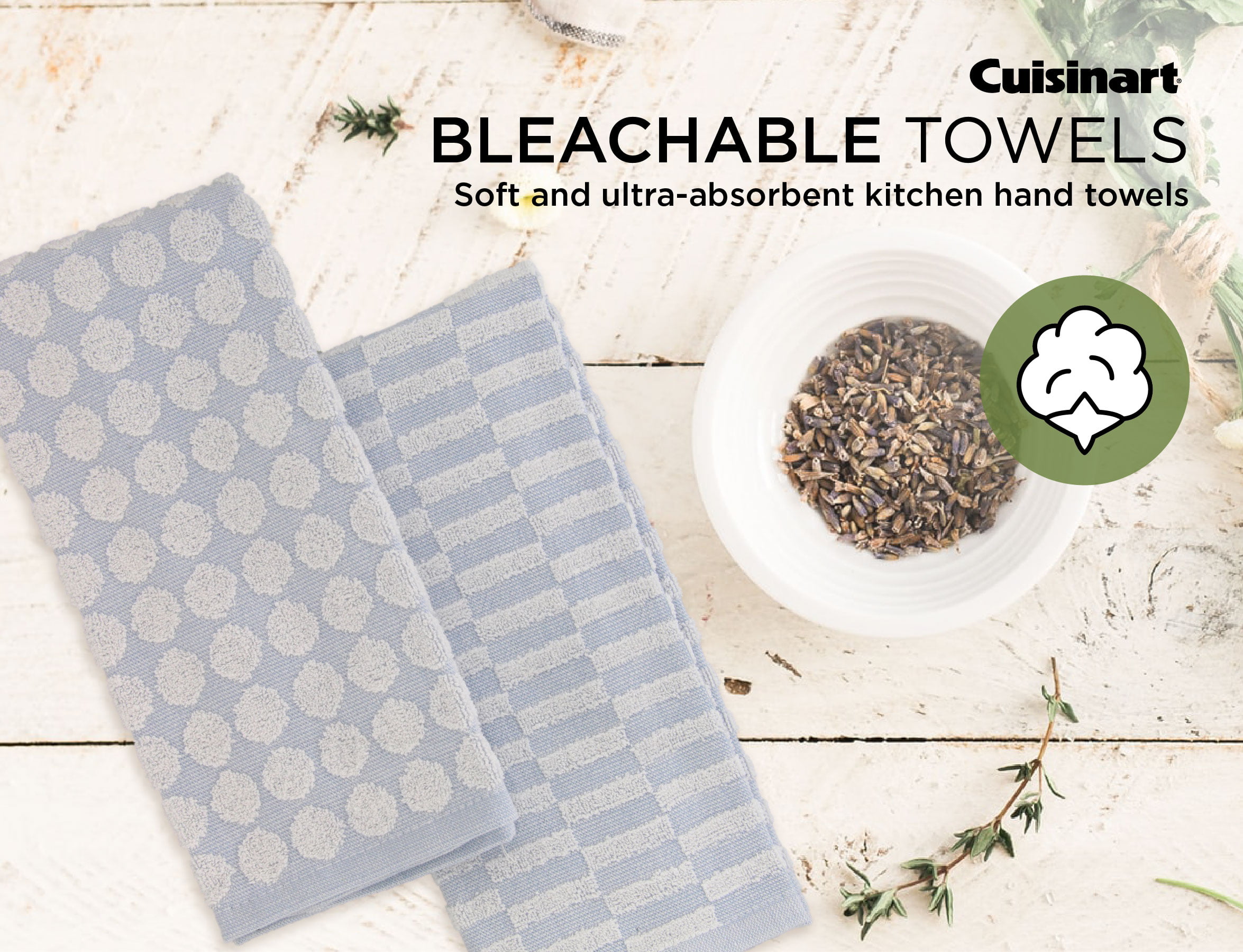 Cuisinart - Corsair Blue Striped Diamond Lattice Kitchen Towel, 2-Pack