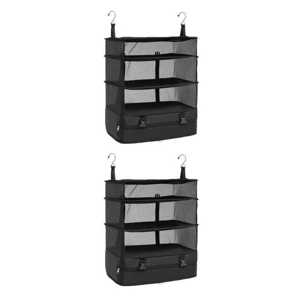 Advancent Bolsa de malla de almacenamiento para exteriores, lona impermeable, plegable, 3 capas, puerta, cremallera, bolsillo, colgante, 2Conjunto