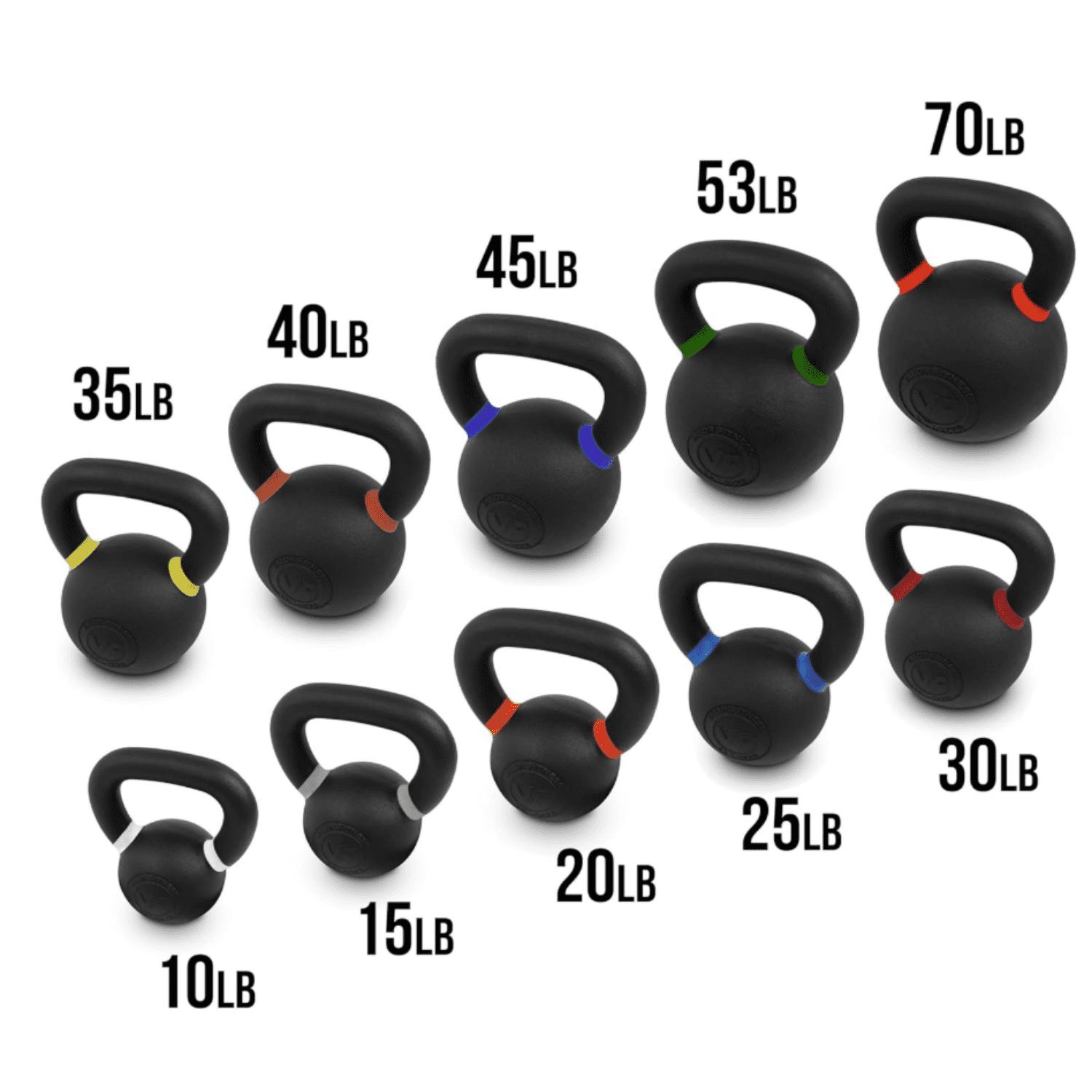 Premium Cast Iron Kettlebells Powder Coated Kettle Bell Weights - Includes LB and KG Weight
