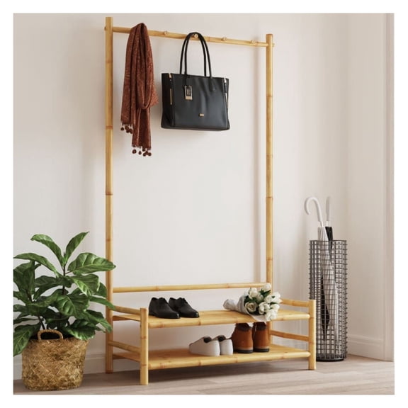 Bamboo Clothes Rack with Shelves 40.6x15.7x72", Freestanding Coat Rack - Durable Closet Organizer for Bedroom, Small Spaces, Entryway Brown