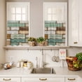 thumbnail image 3 of 3 Piece Kitchen Curtains and Valances Set Sage Green Vintage Cafe Curtains 36 Inch Length Brown Retro Farmhouse Elegant Pastoral Valance & Tier Curtain for Living Room Bedroom 54"x18"+27"x36"*2, 3 of 6