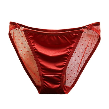 OJSFQUFP Bright Red Women S Low Waist Lace Briefs Solid Color Cotton Crotch Underwear Panties Lightweight Cool Underwear Soft Stretch Underwear XL