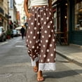 thumbnail image 4 of Elvqul Pull On Pants for Women Wide Leg Bottoms Polka Dot Fall Winter Lace Hem Elastic Waist Womens Trousers Drawstring, 4 of 7