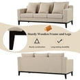 thumbnail image 6 of 80.5" Linen Fabric Sofa Couch for Living Room,3-Seat Contemporary Upholstered Track Arm Sofa Couch with Wood Legs and Throw Pillow,Apartment,Office,Beige, 6 of 8