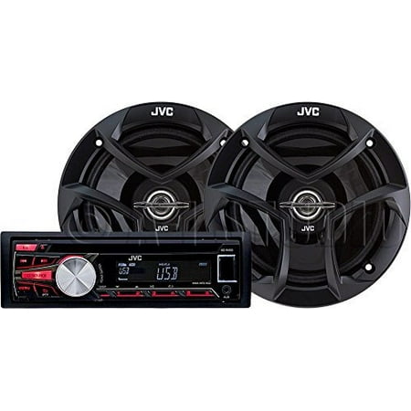 Warn Wireless Control System - JVC Car Radio Receiver with CD Player & USB/MP3 Port, Single-Din Car Stereo Receiver and Speaker System, Wireless Remote Control Included