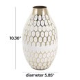 thumbnail image 3 of DecMode 10" Geometric Geometric Dot Gold Metal Vase with White Accents, 3 of 10