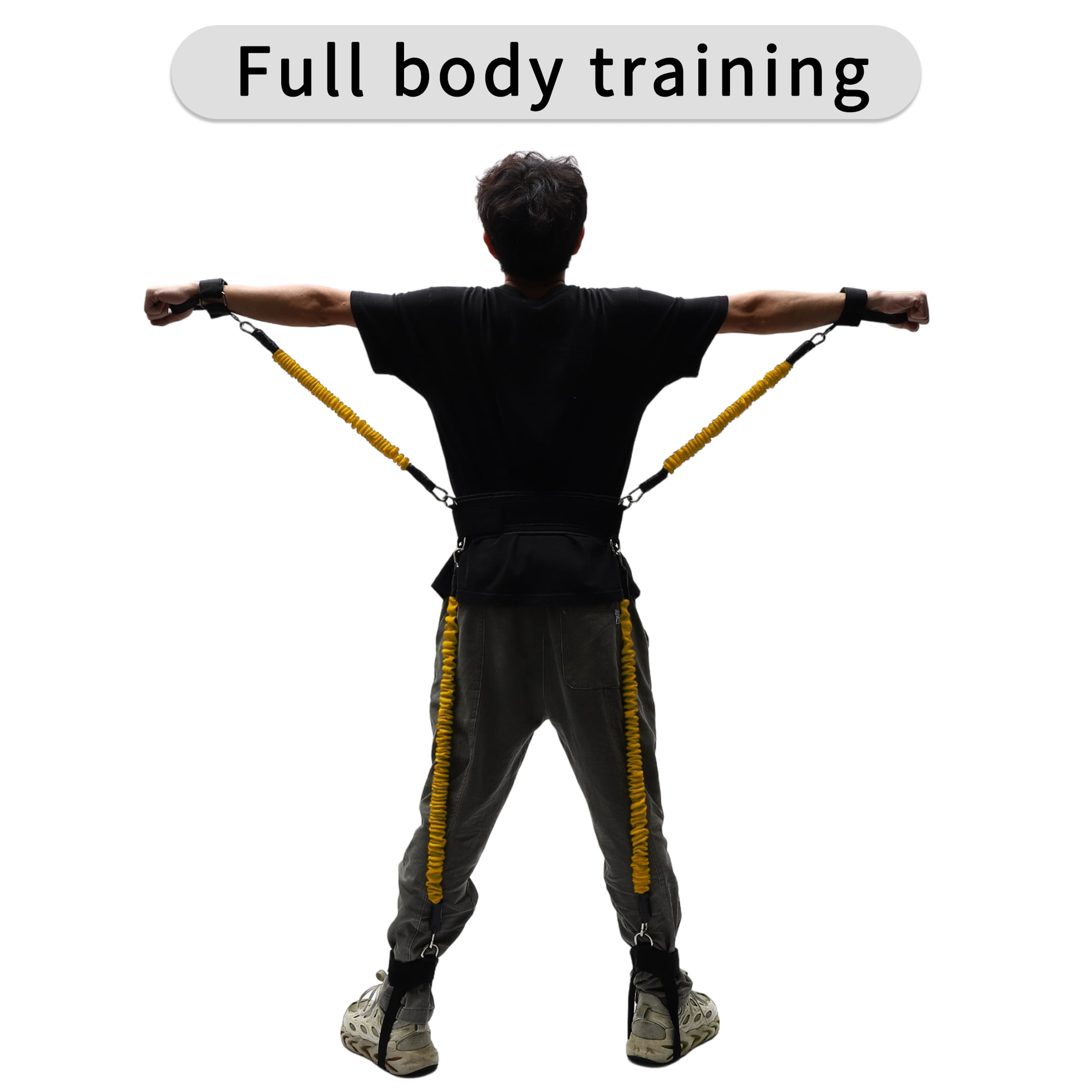 Unique Bargains Strength Resistance Bands Set for Basketball Triple Jump Football Bounce Weight Range 100LBS Yellow