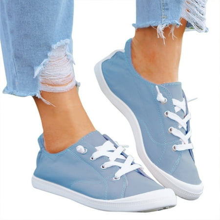 

f21 Women s Canvas Shoes Vulcanize Soft Womens Autumn Loafers Flat Shoes Sneakers Size 10 Light blue Wide