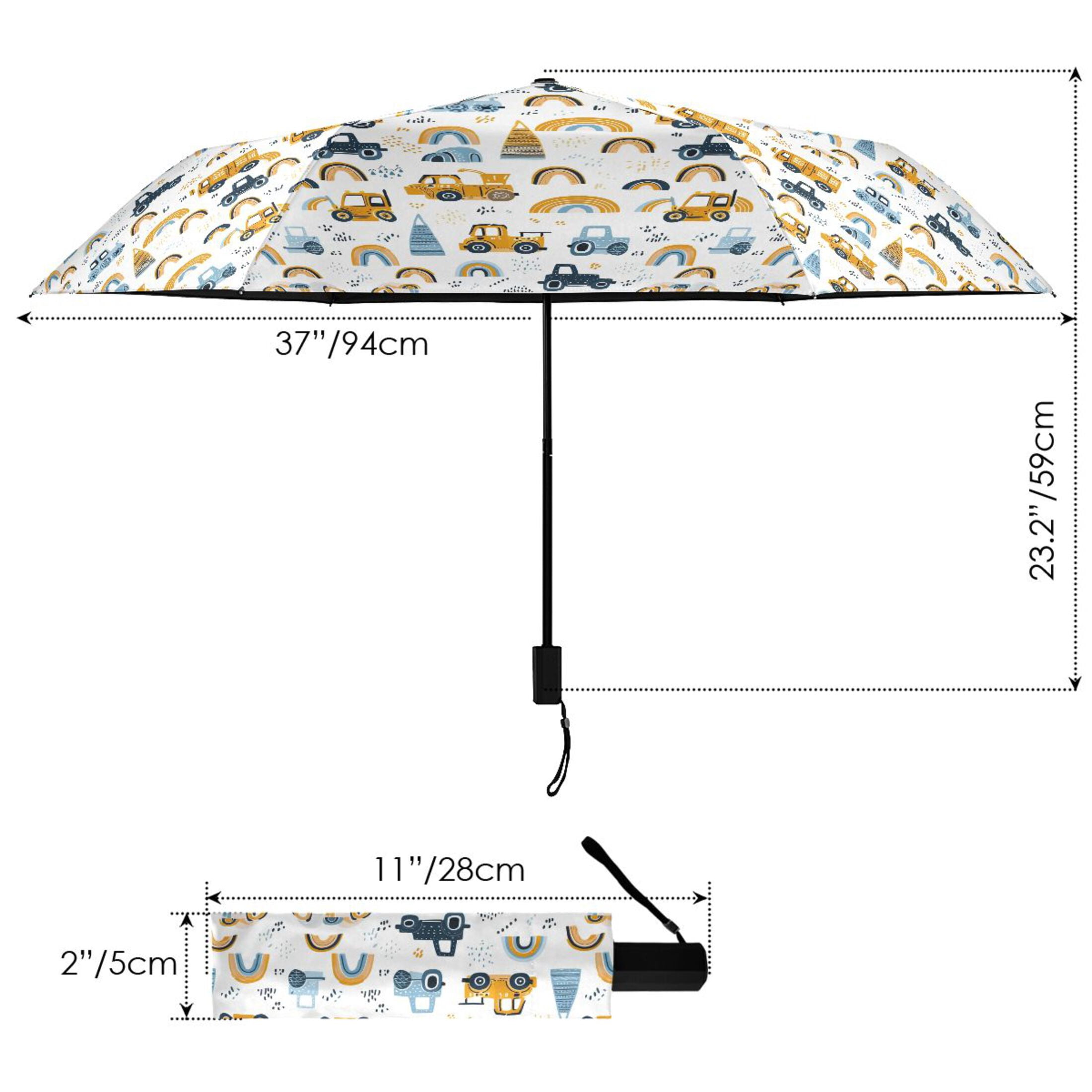 Car Bus Truck Rainbow Compact Sun Umbrella Windproof Travel Umbrellas for Rain Strong Portable UV Protection