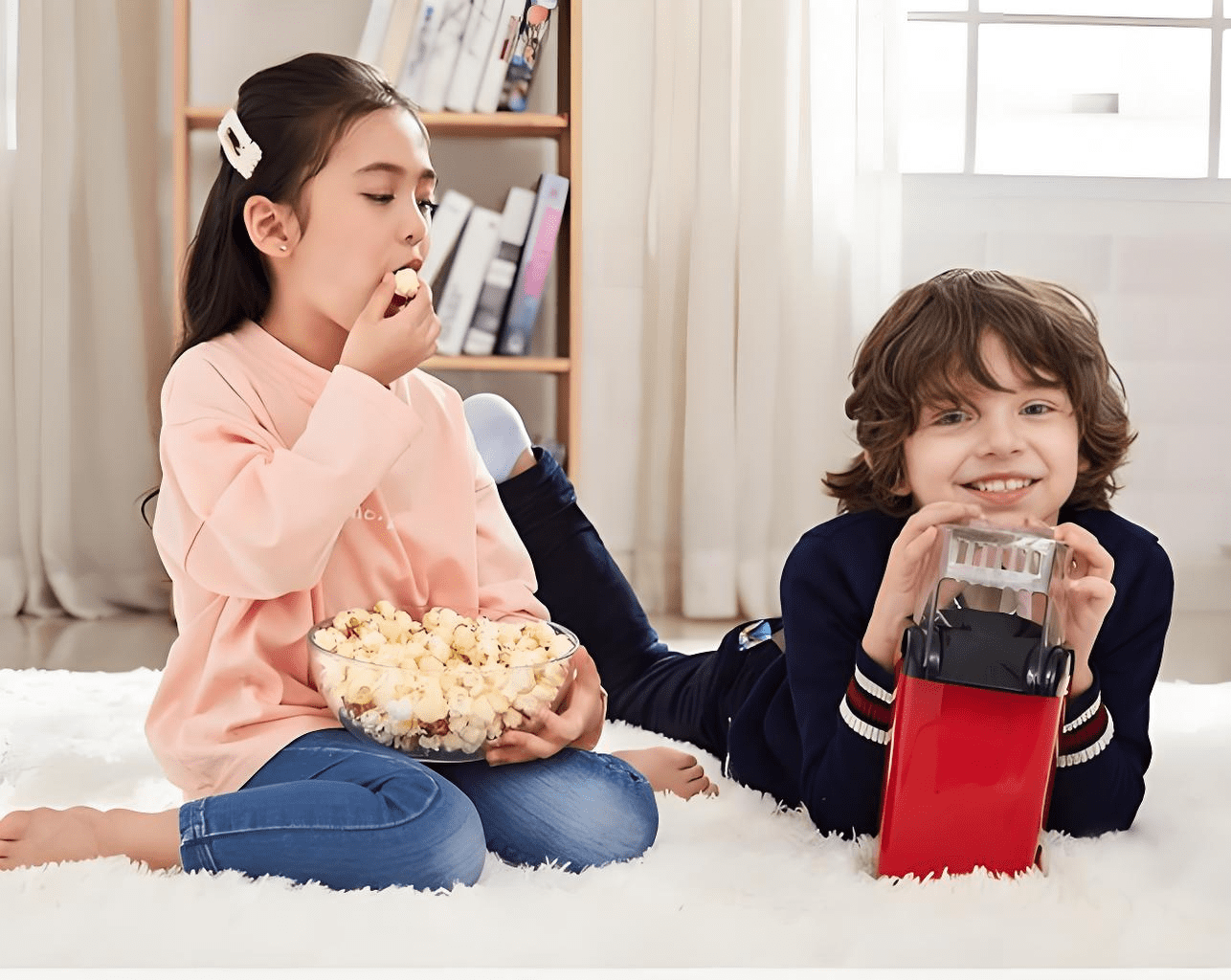 LONGOMA Electric Popcorn Popper, Hot Air Popcorn Maker, Butter Melting Tray, Large Capacity, Healthy Snack