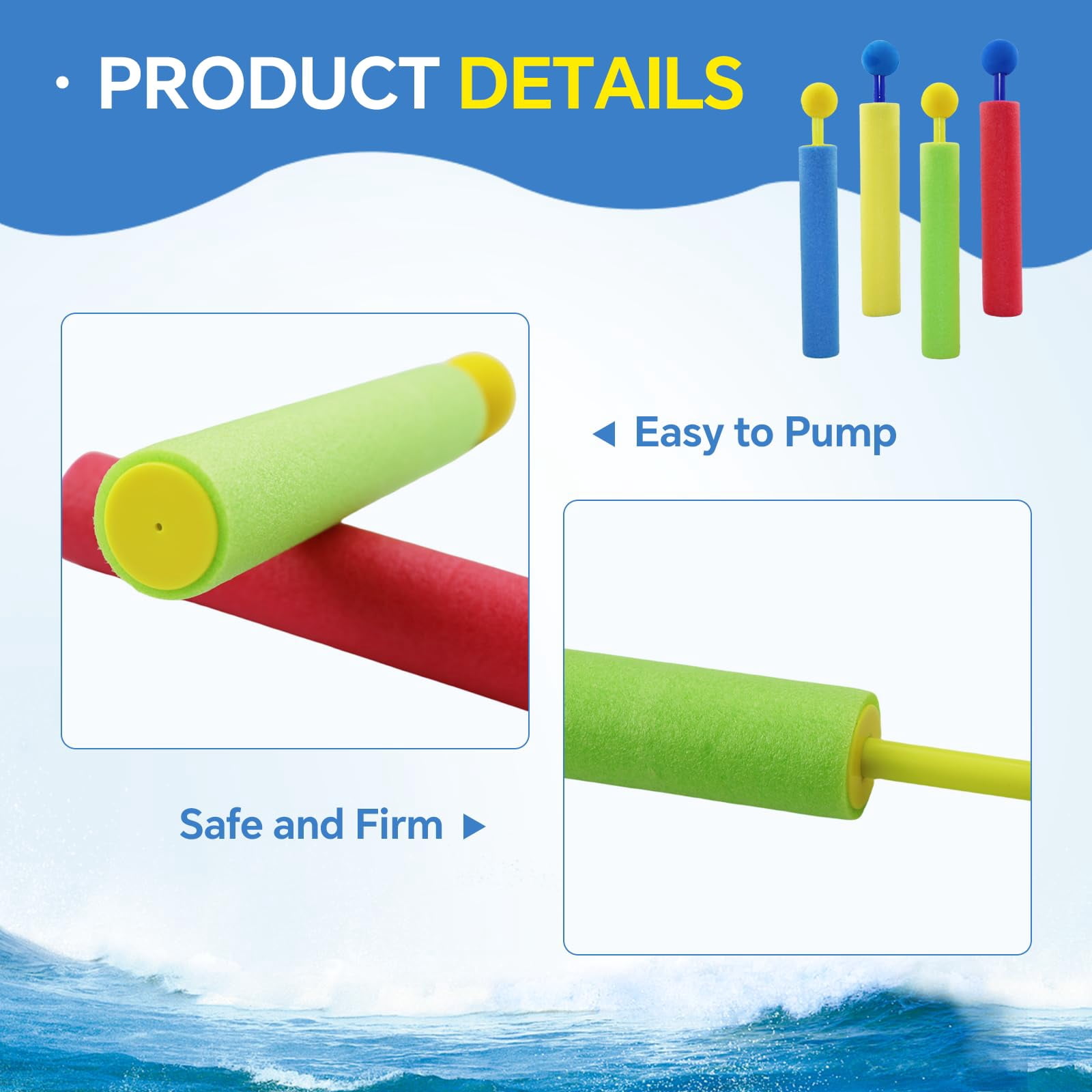 36 Water Blasters Foam Squirt Toys For Summer Outdoor Pool Backyard Beach