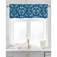 thumbnail image 2 of Blue Ombre Scale Kitchen Valances for Windows Farmhouse Linen Window Valance Curtain for Living Room Window Treatment Abstract Art Ocean Coastal Valance Rod Pocket Topper Drape, 42 x 12 Inch, 2 of 6