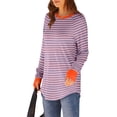 thumbnail image 4 of HAiming Womens Tunic Tops Striped Long Sleeve Round Neck Thumb Hole Shirts 2025 Fall Casual Loose Comfortable Blouse, 4 of 7
