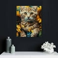 thumbnail image 4 of FCXZI Large Cat Canvas Wall Art - Cat Art Sunflowers, Cat Painting Wall Decorations, Cute Cat Pictures Canvas Printing Canvas Hanging Paintings 16x20in, 4 of 5