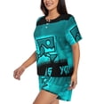 thumbnail image 2 of Lsque Geometry Dash Women's Short-Sleeved Pajama Set - 2 Piece Soft and Lightweight Sleepwear Set-Medium, 2 of 9