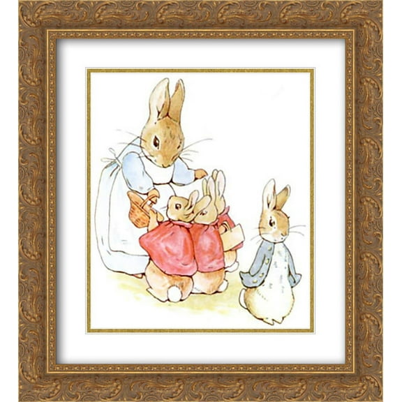 Beatrix Potter 2x Matted 20x22 Gold Ornate Framed Art Print 'Peter-rabbit'