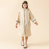 Kid's Boys Girls Raincoat with School Bag and Hood Students Children Solid Color Long Raincoat Rain Cape Rain Poncho Toddler Size 3T