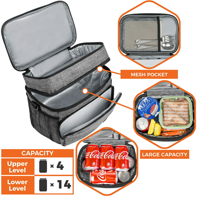 Double-layer Lunch Bag, Crossbody Large Capacity Insulated Bag, Ice Pack  Outdoor Picnic Bag, Waterproof Bag, Lunch Box Bag, Insulated Lunch Container  Camping Picnic Bag For Teenagers And Workers At School, Classroom, Canteen