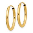 thumbnail image 2 of Diamond2Deal 14K Yellow Gold Polished Round Endless 2mm Hoop Earrings for Women (L- 0.65 inch, W- 0.65 inch), 2 of 6