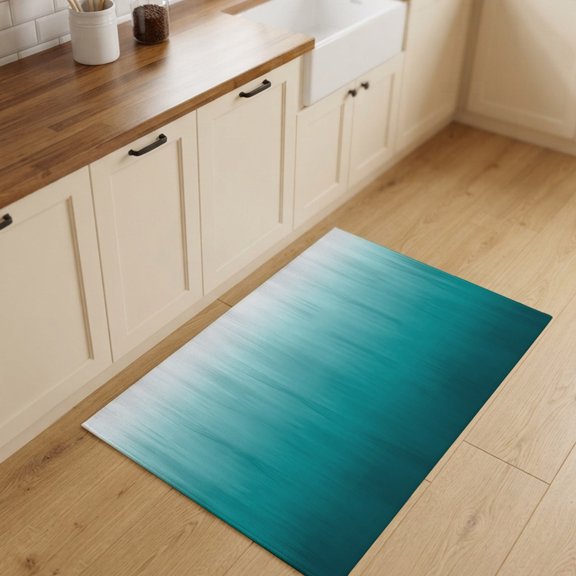 2x3ft Rectangle Rug,Blue Green Gradual Washable Area Rugs Non-Slip Accent Rug Minimalist Monochrome Art Soft Circle Carpet for Living Room Bedroom Home Office Decor