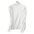 thumbnail image 4 of Sweaters for Women Long Sleeve Turtleneck Knit Pullover 2025 Spring Soft Fashion Tops White 2XL, 4 of 4