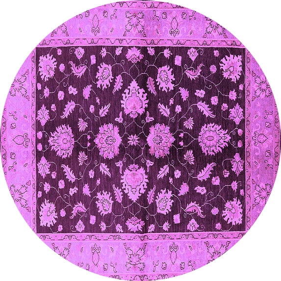 Ahgly Company Indoor Round Oriental Purple Traditional Area Rugs, 7' Round