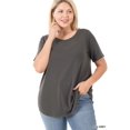 thumbnail image 3 of Zenana Plus Size Short Sleeve Round Neck & Hem Relaxed Fit Casual Tee Shirt Top, 3 of 5
