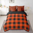 thumbnail image 2 of Homewish Fashion Abstract Adult Bedding Comforter Set 7pcs, Square Patchwork King Bedding Sets, Vintage Black Chocolate Buffalo Reversible Bed Sheets, Breathable Home Decor, 2 of 7