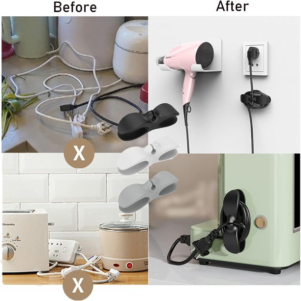 Juegos Organizador de cables de cocina Dispositivo de gestión de cables Abrazadera de fijación de cable de alimentación Soporte de cable de enchufe montado en la pared de cocina, almacenamiento d