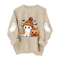 thumbnail image 2 of Halloween Sweatshirt for Women Ghost Pumpkin Bat Print Pullover Crew Neck Long Sleeve Oversized Casual Fall Tops Ribbed Cuffs and Hem Cozy Spooky Season Pullover Tops, 2 of 6