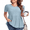 Blue, variant on FIUFY Women Peplum Tops Casual V Neck Short Sleeve Tunic Shirts Summer Babydoll Blouses
