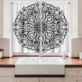 thumbnail image 2 of Mandala Curtains 2 Panels Set, Ethnic Asian Floral Cosmos Symbol Traditional Meditation Pattern Monochrome Print, Window Drapes for Living Room Bedroom, 55W X 39L Inches, Black White, by Ambesonne, 2 of 3